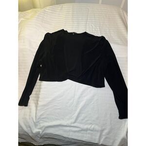 Blu Sage Black Cropped Bolero Shrug Top XL Long Sleeve Open Front Stretch